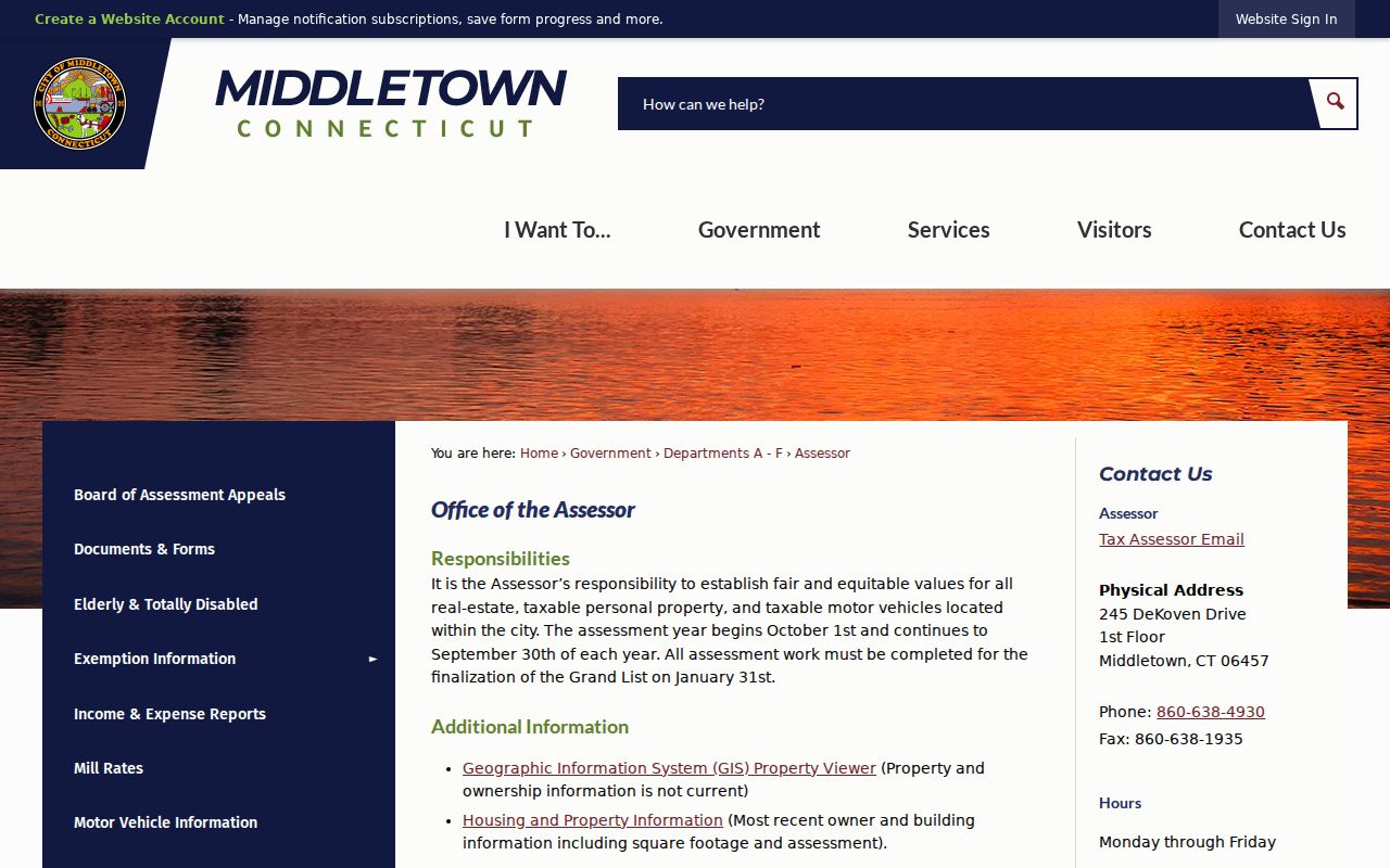 Middletown residents directory assessor property search and valuation information