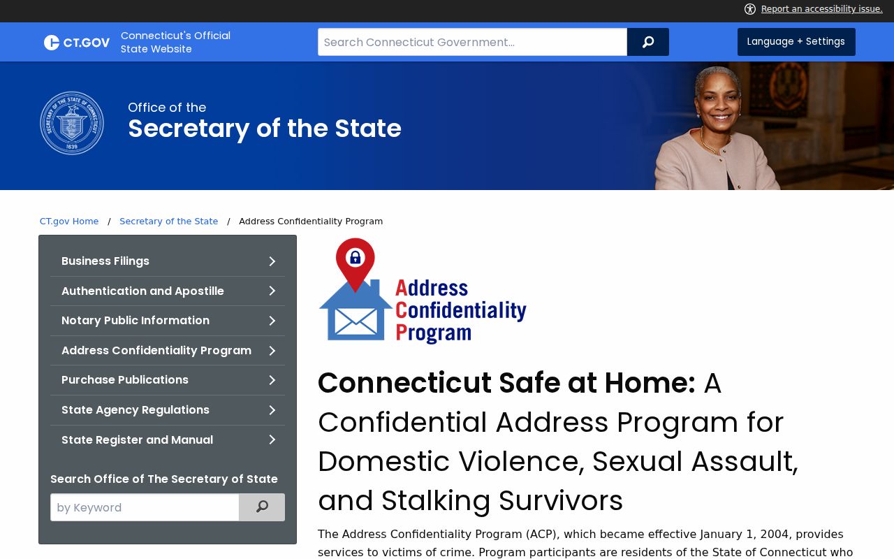 Middletown residents directory Connecticut Address Confidentiality Program protection