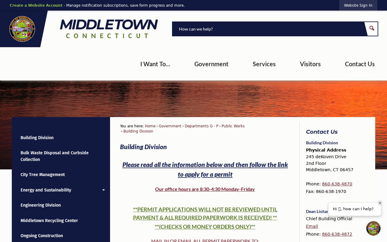 Middletown street directory building permit address and map fields